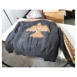 vtg CRIPPLE CREEK mensXL Black EAGLE Inlay SW Coat