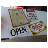 (4) Vintage Metal Signs OPEN~Candy~DANGER