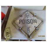unique vtg 14" FlipFront POISON DANGER Alum Sign
