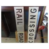 vintage 2pc mismatched 48" RAILROAD CROSSING Signs