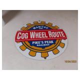 sealed c90s COG WHEEL RR Metal Enamel 10" sign