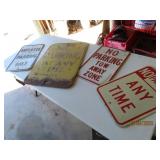 (4) vintage NO PARKING type metal Signs