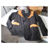 vtg SKULLY sz46 Blk/Brwn Suede Coat EXC