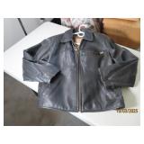 vtg GEORGETOWN LEATHER mensXS Black ZipUp
