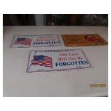(3) Tin/Metal License Plates (90s) 9/11 & PickUpGl