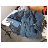 vtg REAL LEATHER mens3XL SouthWest Dangle Coat