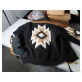 vtg CRIPPLE CREEK mensXL Black SW Inlaid Coat