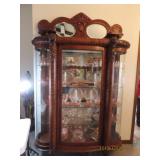 Sensational Carved Curved Glass Curio Hutch BEAUTY
