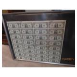 Uncut Sheet (32pc) US $1 Currency Bills 1985