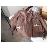 vtg SKULLY Dangle~Beaded sz48 Fine Leather Coat