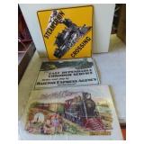(3) Metal/Tin RR Themed ManCave 15"ish Signs