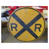vtg 36" Round RAiLROAD Crossing Alum Sign