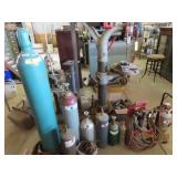 (9) asst Oxygen~Acety Welding Bottles Hoses Torch