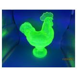 Uranium Glowing Green ROOSTER 9" Covered Dish
