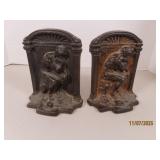 antique ThinkingMan Embossed Bookends Bronze