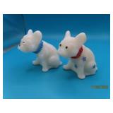 (2) White 2.5" MilkGlass BULLDOG Figures