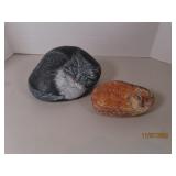 (2) Handpainted 7"/5" PUSSY CAT Rocks