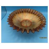 Antique 8.5" Carnival Glass 8.5" KrinkleEdge Bowl