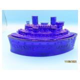 Cobalt Blue 7.5" REMEMBER MAINE Covered Candy Dish