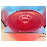 Ruby Red 15.5" Glass shallow Centerpiece Bowl