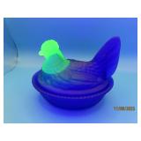 Cobalt Blue UVhead Glass 5.5" Covered Chicken Dish
