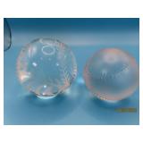 (2) Solid Crystal BASEBALL Paperweights 3"&2.5"