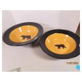 2pc BIG SKY 13"/11" BEAR & PAW Serving Bowls
