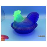 Cobalt Blue UV Glow Head Glass 5.5" Cover Chicken