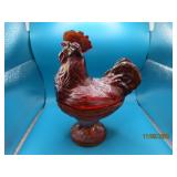 Reddish Yellow Swirl 9" Covered Chicken Dish