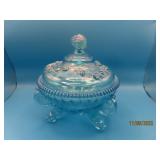 6.5" Westmoreland Blue Iridescent Covered Bowl
