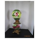 Antique 24" Handpainted 4pc Oil Lamp BOSTON Nice