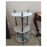 14" Three Tier Marble Accent Table
