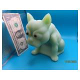 Green Jadeite Glass BULLDOG 8" Figure DoorStopper