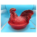 9" Westmoreland Ruby Red 9" Covered Hen Dish
