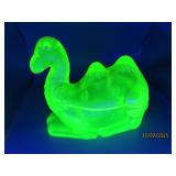 Fantastic 6.5" Uranium Green Covered CAMEL Dish UV