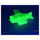 Uranium Glass BOYD 4" Airplane MedGreen figure