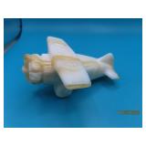 BOYD 4" Glass Airplane White Caramel Slag Swirl