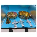 (5) Brass~Alum Collectibles Stash~Tray~CROSS