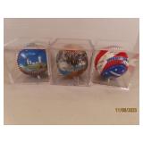 (3) Colorized Baseballs *World Travels* Balls