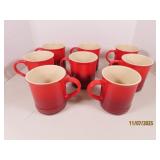 (8) CREUSET FadedRed Coffee Mug Set EXC