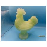Aqua Green Covered 9" Cock Rooster Glass Dish