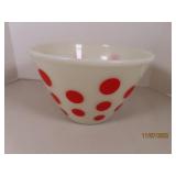 vintage PYREX Red Polka Dot 7" PopcornType Bowl