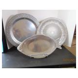 (3) 14"ish Aluminum Metal Serving Platters Plates