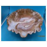 8" Brown Slag Glass Ribbon Edge Bowl LIGHTHOUSE