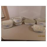 6pcs CORNING WARE BlueFlower Covered Casseroles