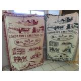 (2) HOLLY COLORADO Christmas vtg 4x6 Blankets