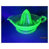Green Uranium Glass 6" Glowing Juicer *ding*