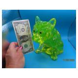 UV Glowing Uranium 8.5" BULLDOG DoorStop Glass
