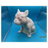 White red eyed 6" BULLDOG Solid Glass Doorstop EXC
