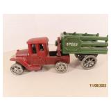 2pc Cast Iron 11" Truck & Trailer full body Toy